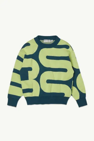 Knitted Sweater - Teal & Apple