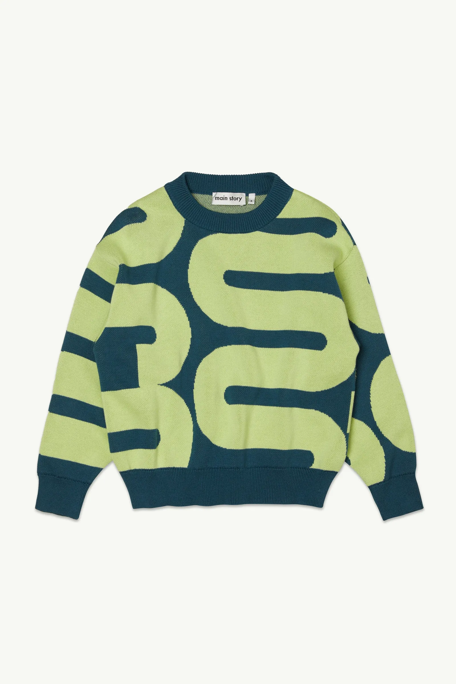 Knitted Sweater - Teal & Apple