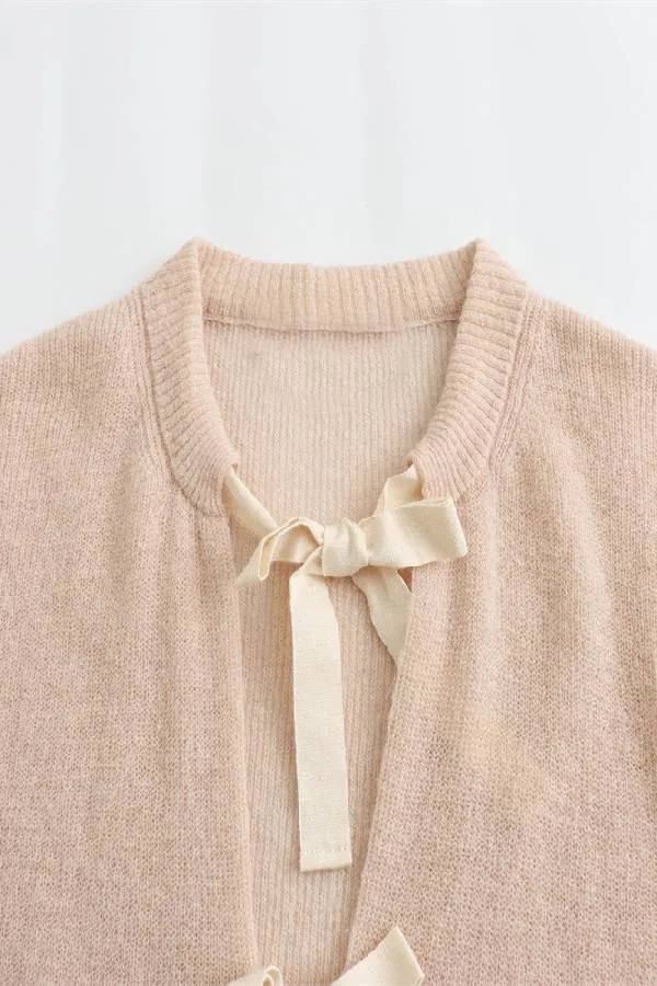 Knitted Sweater with Bow