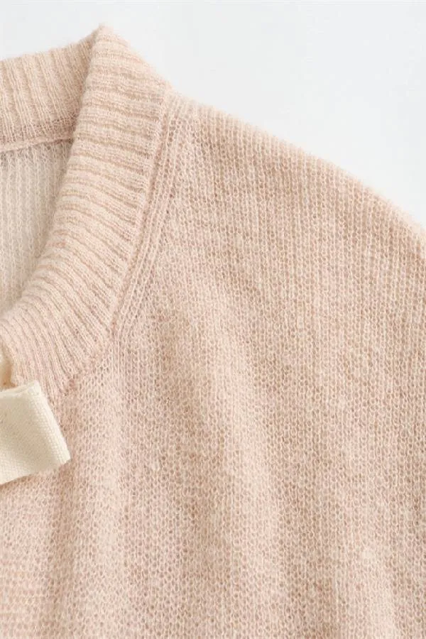 Knitted Sweater with Bow