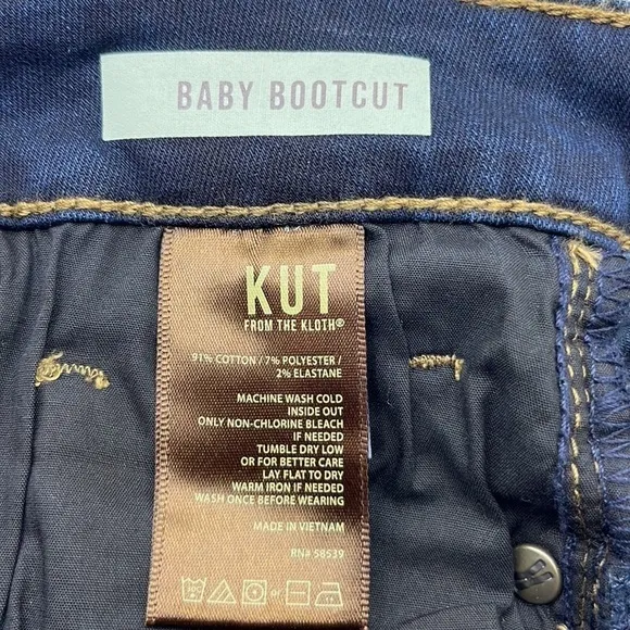 Kut From The Kloth Baby Bootcut Simmons Denim Jeans Size 8S Inseam 32&quot; NWT