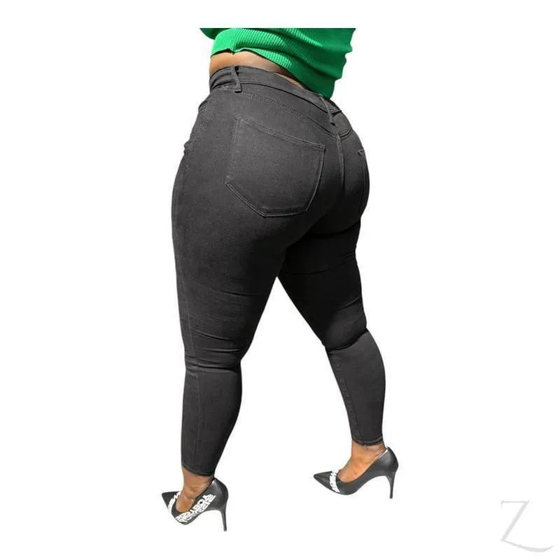 Ladies High Rise Super Skinny Super Stretchy Strong Denim Jeans | Ripped | "Ravi"