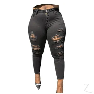 Ladies High Rise Super Skinny Super Stretchy Strong Denim Jeans | Ripped | "Ravi"