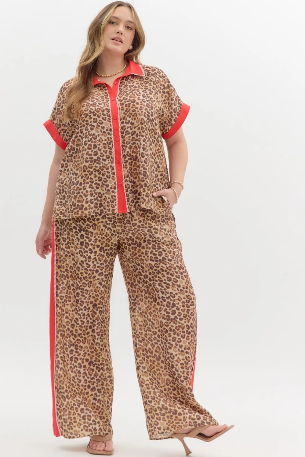 Leopard Contrast Stripe Pants