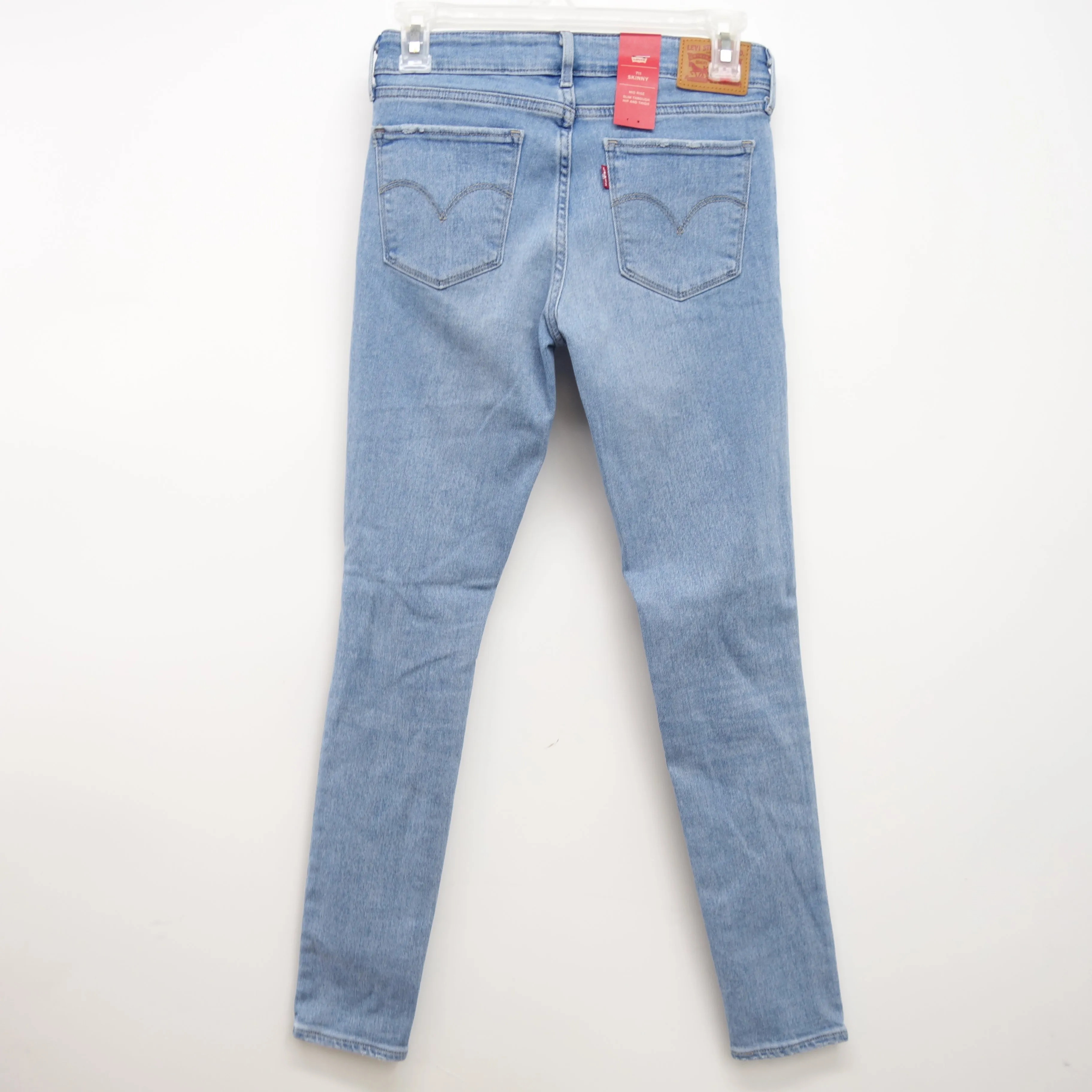 Levi's 711 0261 Womens Light Blue Ripped Knees Skinny Jeans Size 2M / 26 x 30