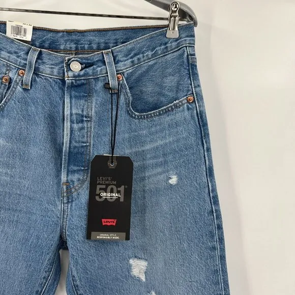 Levi's Women's Premium 501 High Rise Straight Jean Distressed Athens Crown 30x30