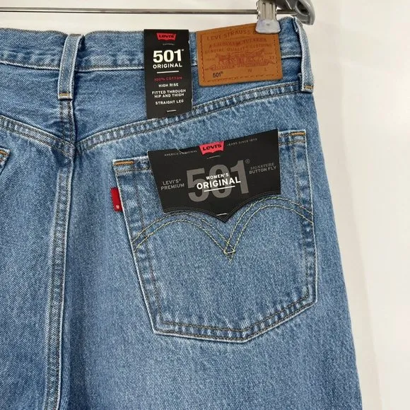 Levi's Women's Premium 501 High Rise Straight Jean Distressed Athens Crown 30x30