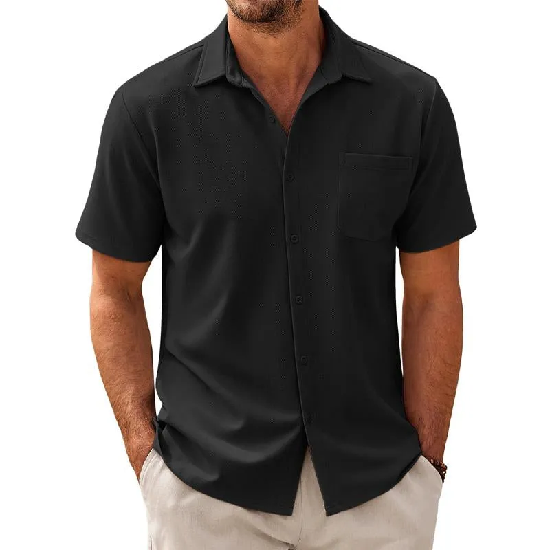 Lightweight Cotton-Mix Short-Sleeve Shirt for Gentlemen