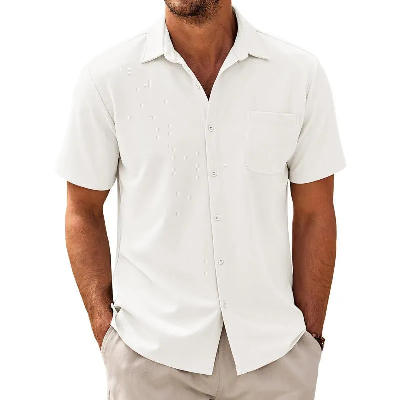 Lightweight Cotton-Mix Short-Sleeve Shirt for Gentlemen