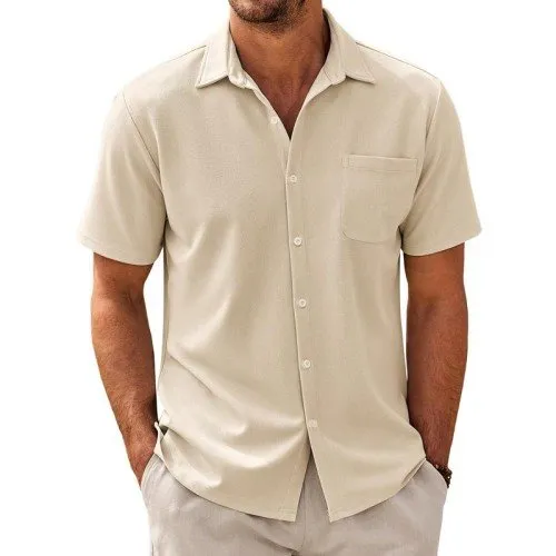Lightweight Cotton-Mix Short-Sleeve Shirt for Gentlemen
