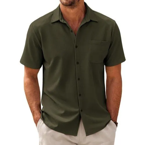 Lightweight Cotton-Mix Short-Sleeve Shirt for Gentlemen