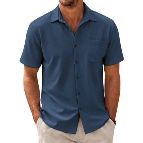 Lightweight Cotton-Mix Short-Sleeve Shirt for Gentlemen