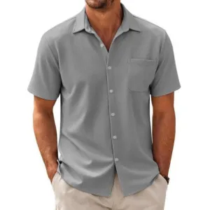 Lightweight Cotton-Mix Short-Sleeve Shirt for Gentlemen