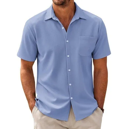 Lightweight Cotton-Mix Short-Sleeve Shirt for Gentlemen