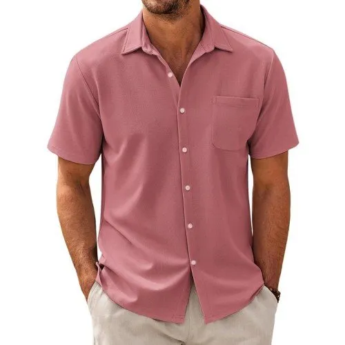 Lightweight Cotton-Mix Short-Sleeve Shirt for Gentlemen