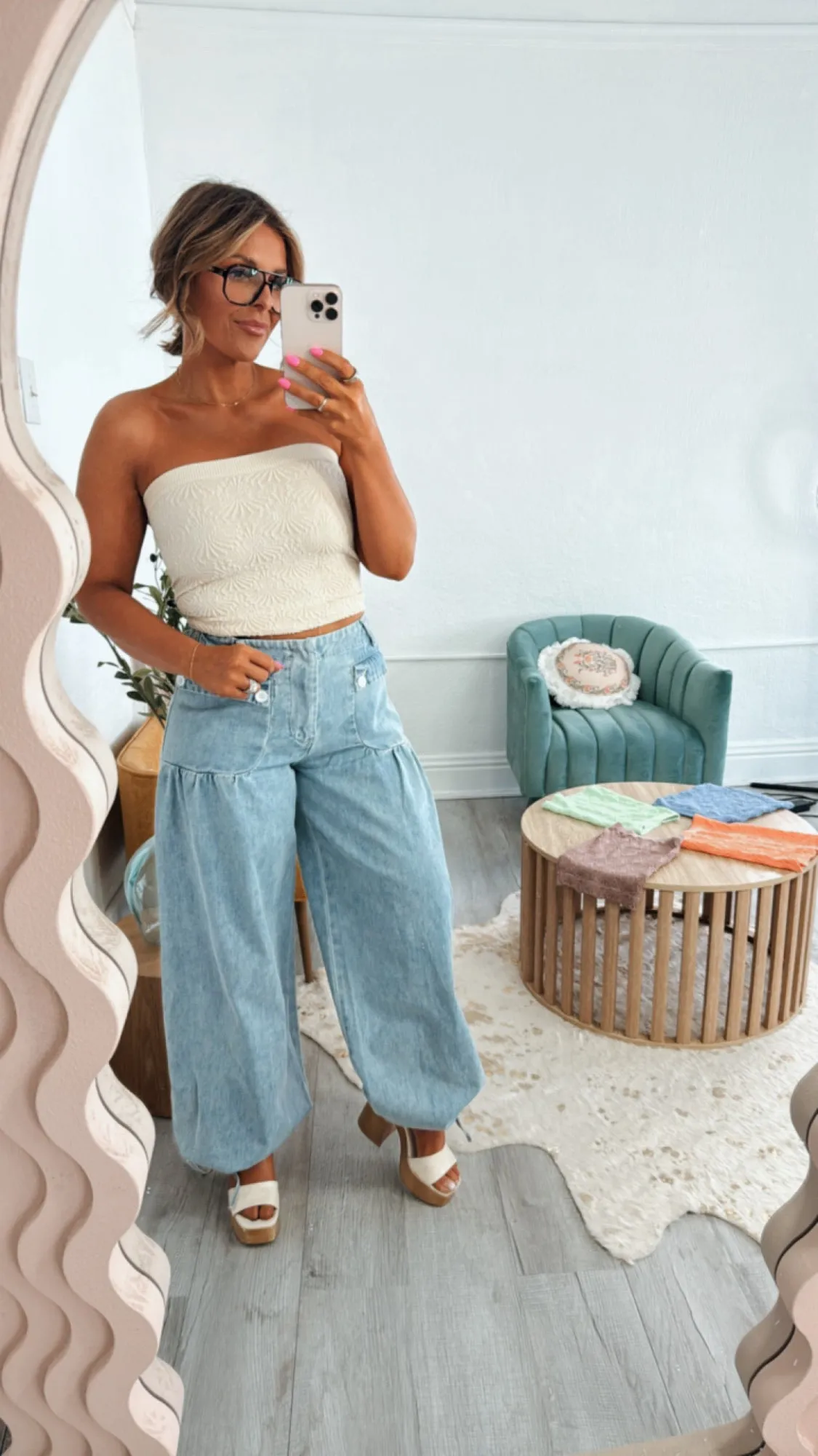 Lightweight Denim Parachute Pants