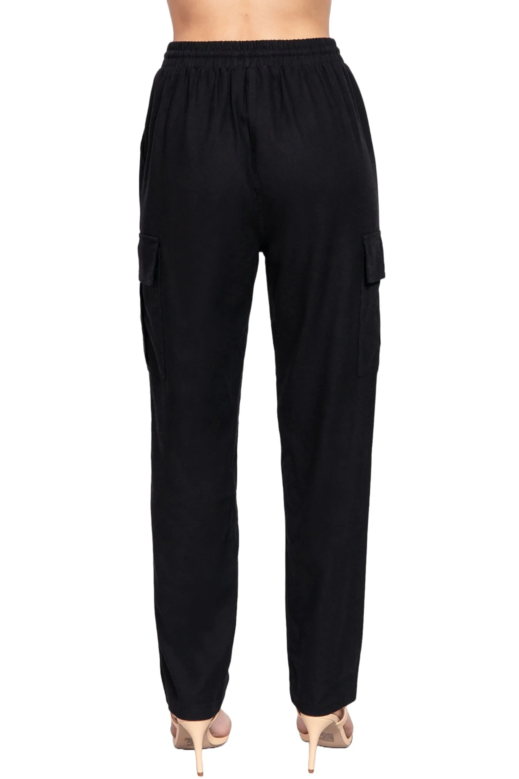 Lightweight Linen Pants Smocked Waistband Cargo Style with Pockets P13424 $14Each
