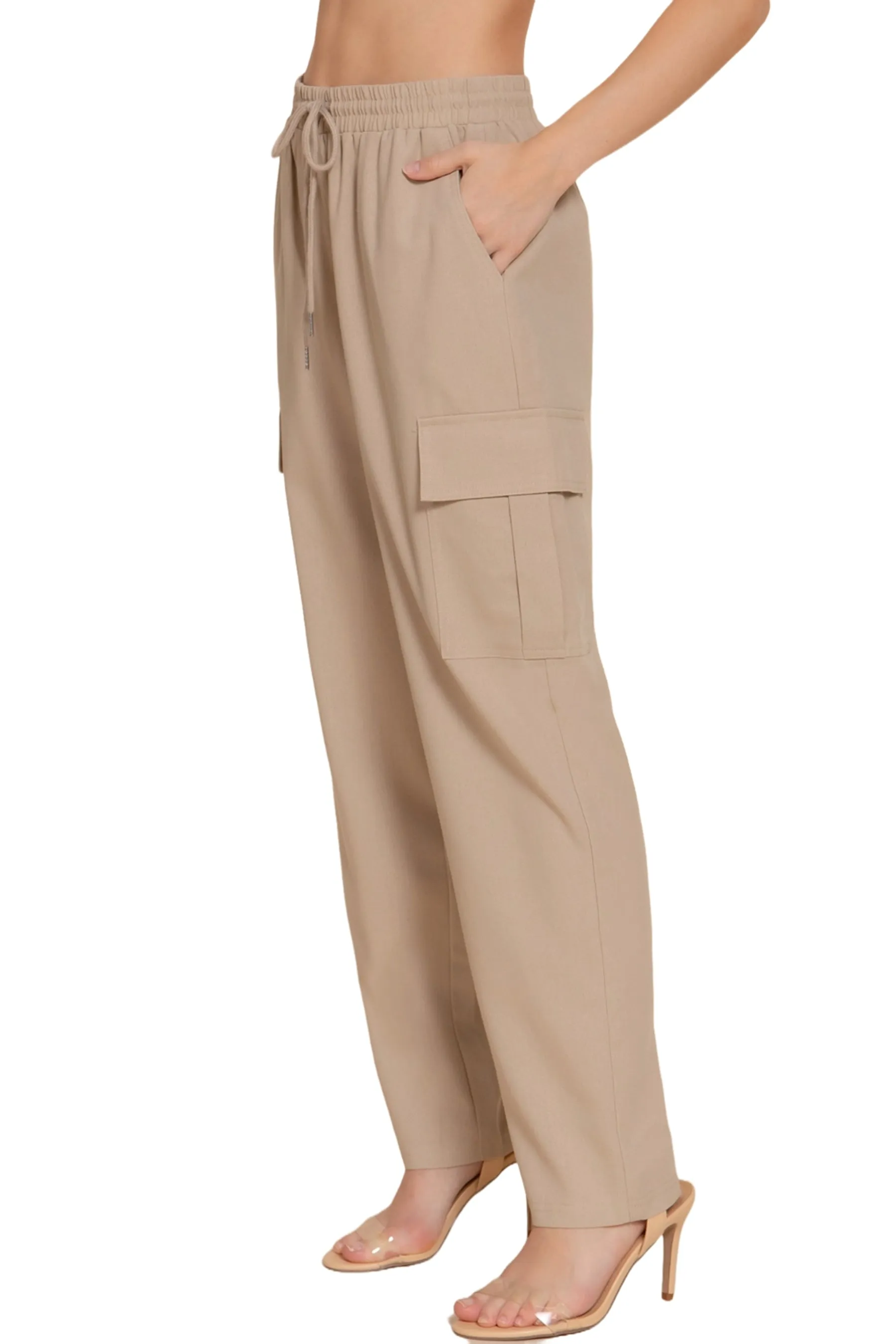 Lightweight Linen Pants Smocked Waistband Cargo Style with Pockets P13424 $14Each