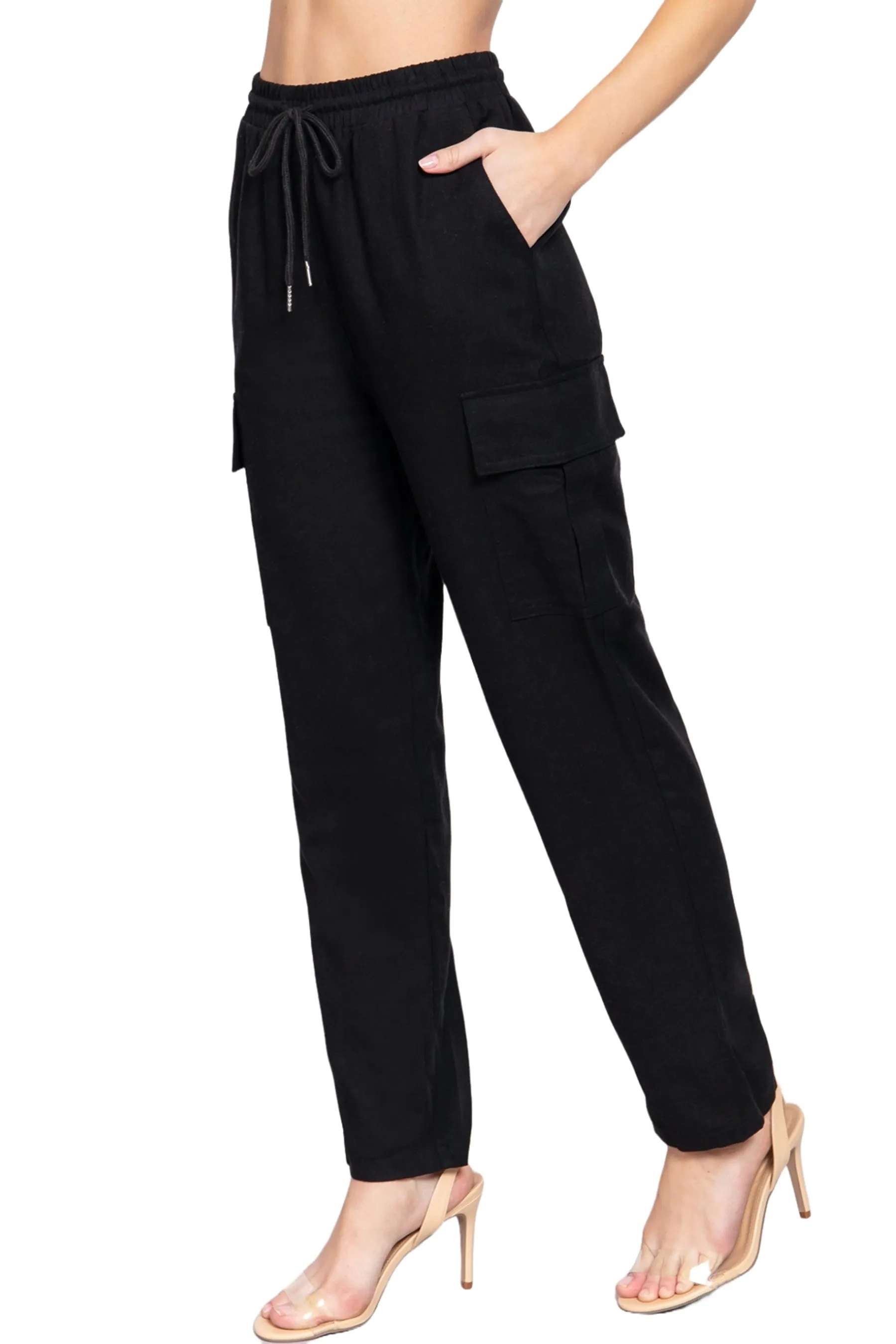 Lightweight Linen Pants Smocked Waistband Cargo Style with Pockets P13424 $14Each