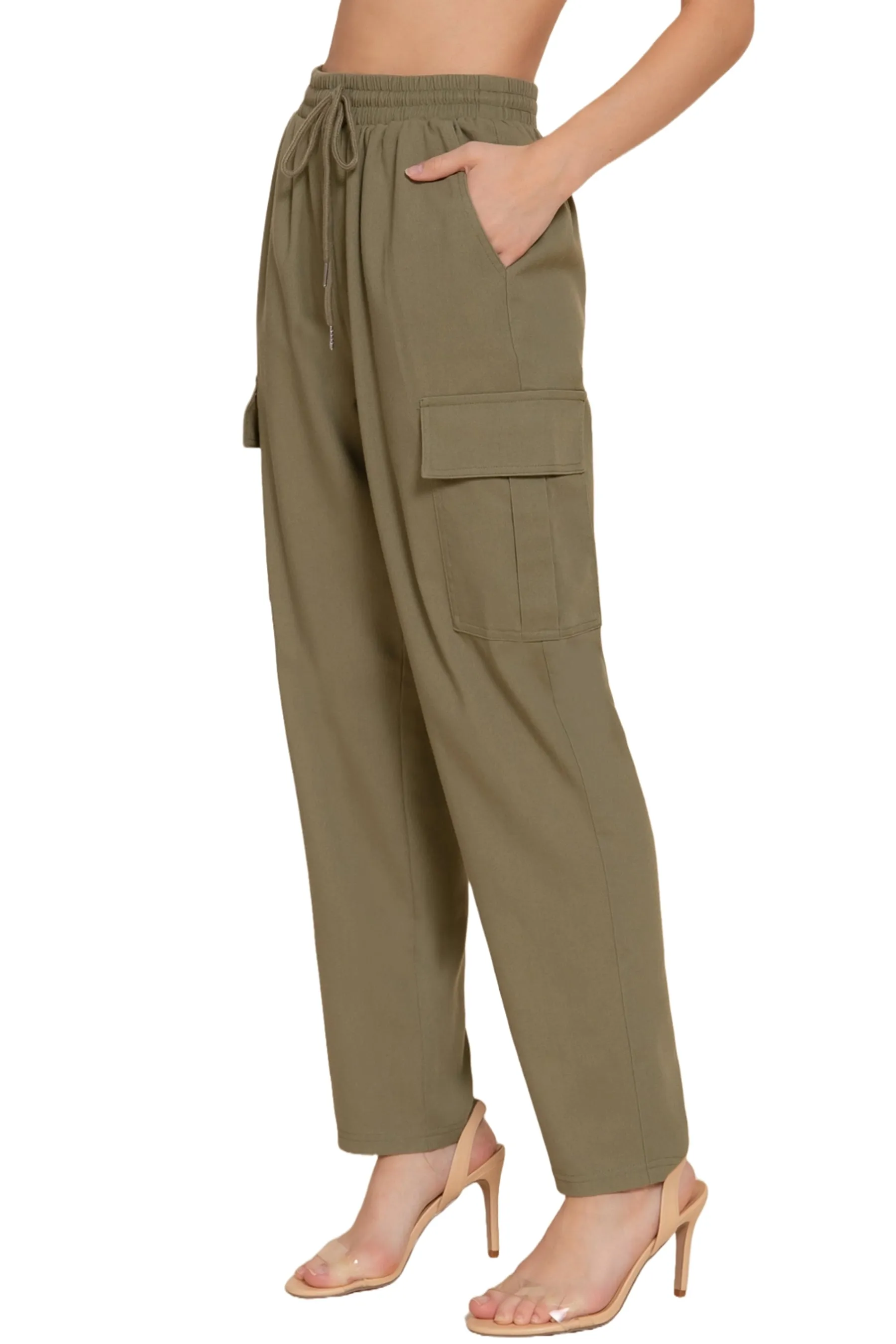 Lightweight Linen Pants Smocked Waistband Cargo Style with Pockets P13424 $14Each