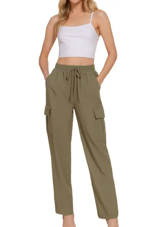 Lightweight Linen Pants Smocked Waistband Cargo Style with Pockets P13424 $14Each