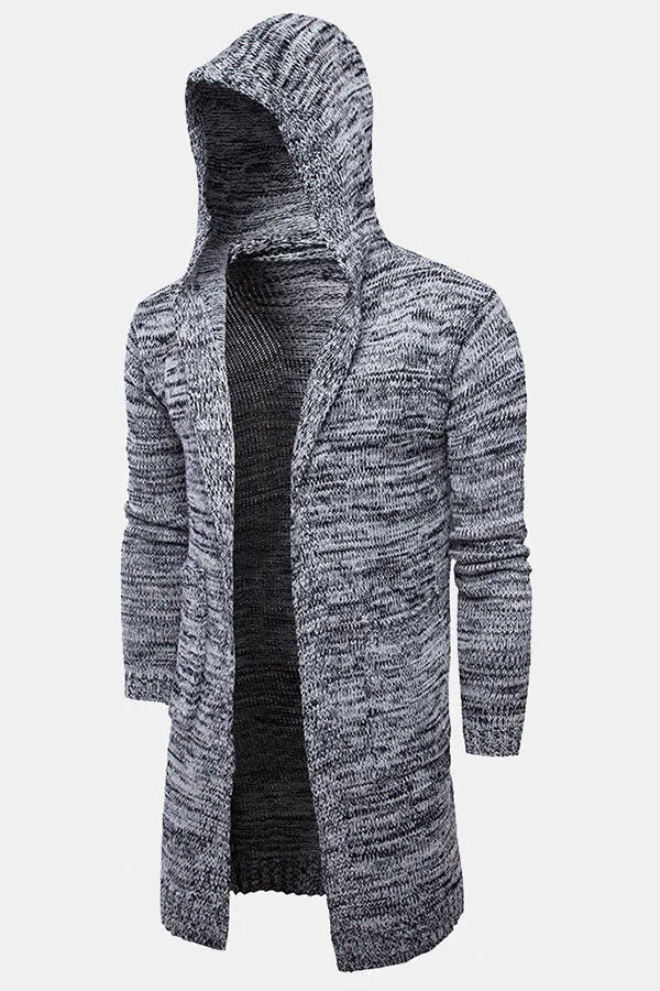 Long Line Hooded Knitted Cardigan