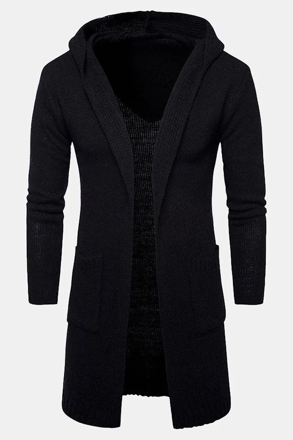 Long Line Hooded Knitted Cardigan