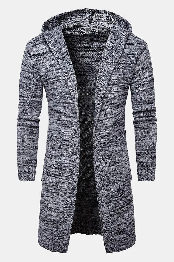 Long Line Hooded Knitted Cardigan