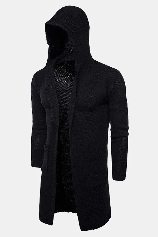 Long Line Hooded Knitted Cardigan