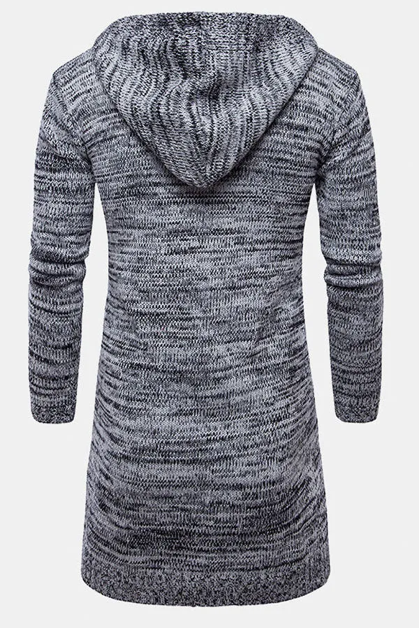 Long Line Hooded Knitted Cardigan