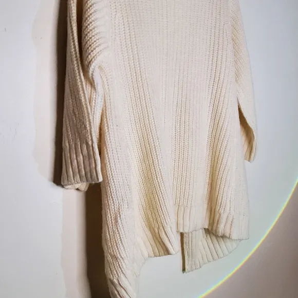 Lux White Chunky Large-Knit Ribbed Open Cardigan Sweater Oversize Fit