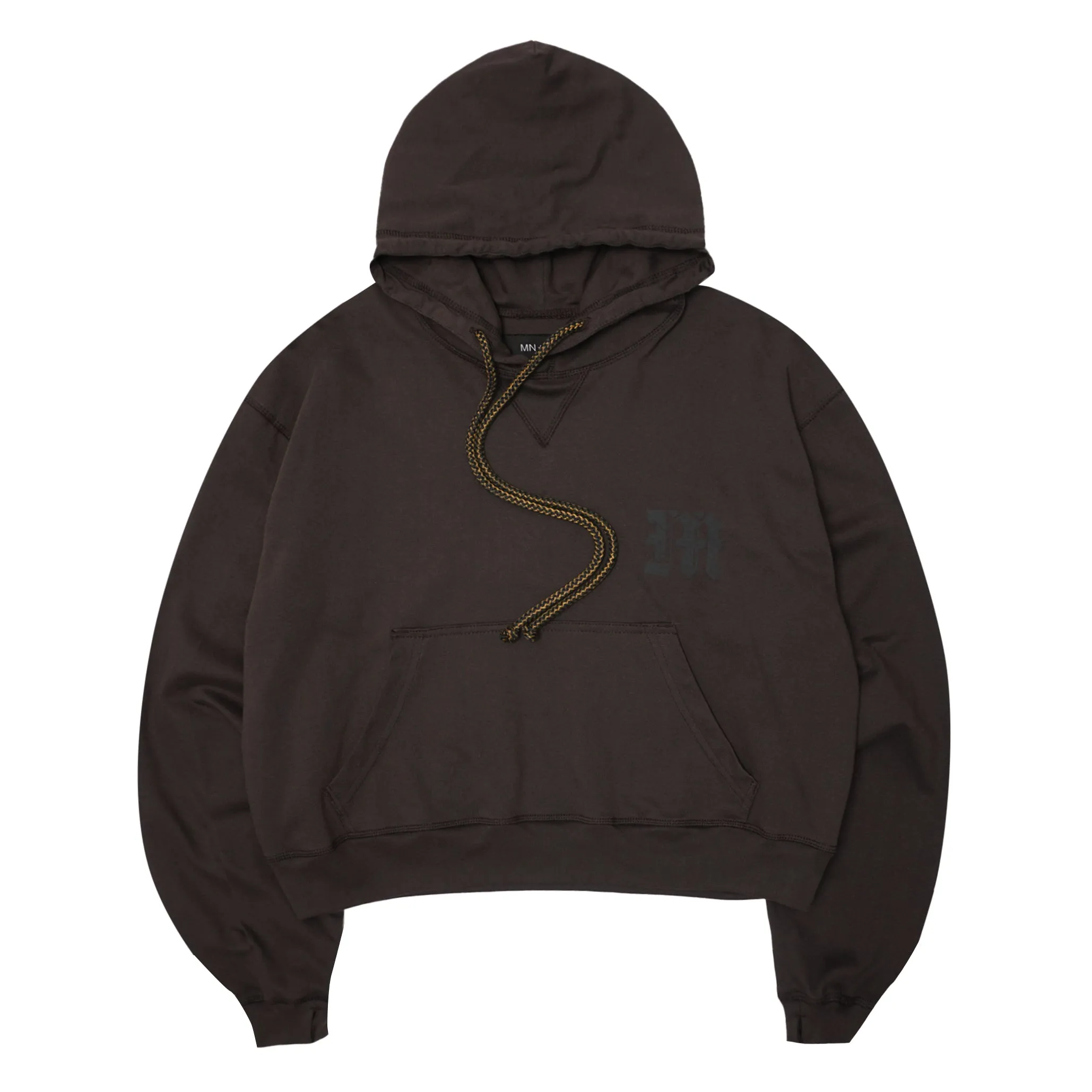 M'$ PAISLEY PATCHWORK MILITIA HOODIE IN CHARCOAL GREY