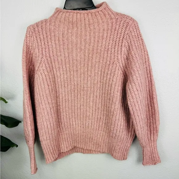 Madewell Loretto Mock Neck Wool-Blend Sweater in Heather Blush Pink