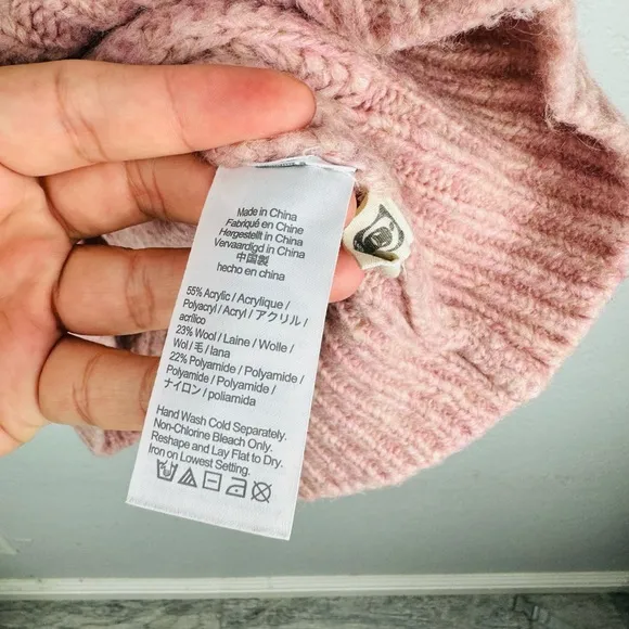 Madewell Loretto Mock Neck Wool-Blend Sweater in Heather Blush Pink