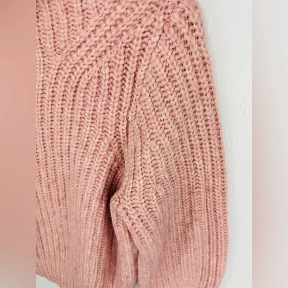 Madewell Loretto Mock Neck Wool-Blend Sweater in Heather Blush Pink