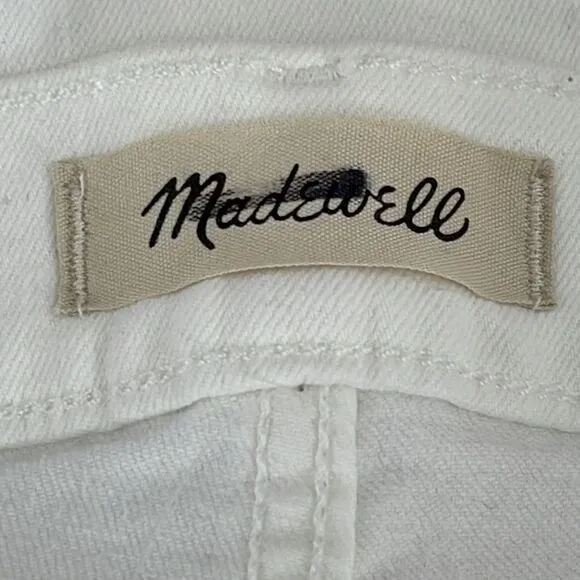 Madewell NWT Perfect Vintage Straight Jeans Size 33 White: Ripped Knee Edition