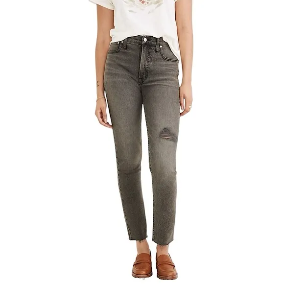 Madewell The Perfect Vintage Jean in Cosner Wash: Knee-Rip Edition size 27 NA922