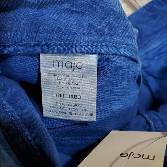 Maje jeans size 0 us 34 eu blue corduroy skinny leg h11 jabo marine