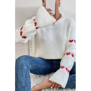 'Marigold' Heart Pattern Knit Sweater