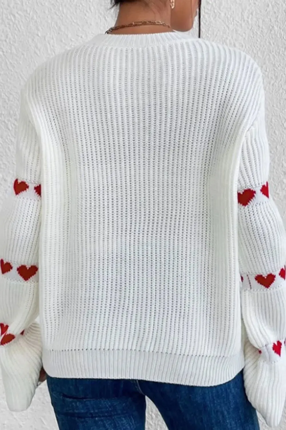 'Marigold' Heart Pattern Knit Sweater