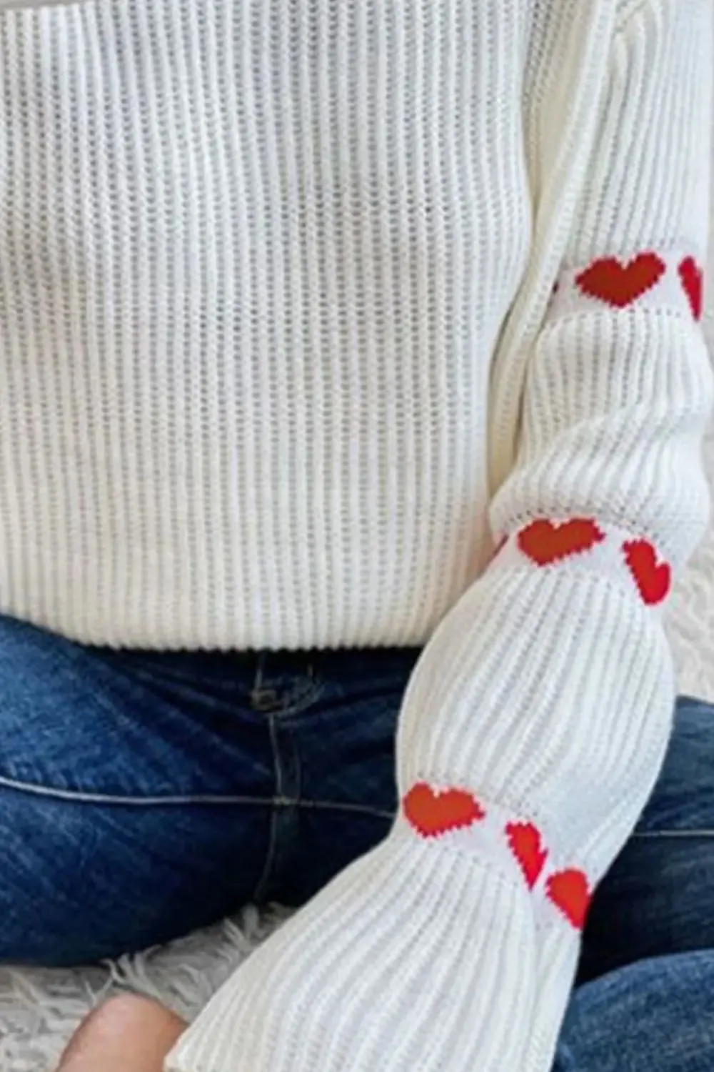 'Marigold' Heart Pattern Knit Sweater