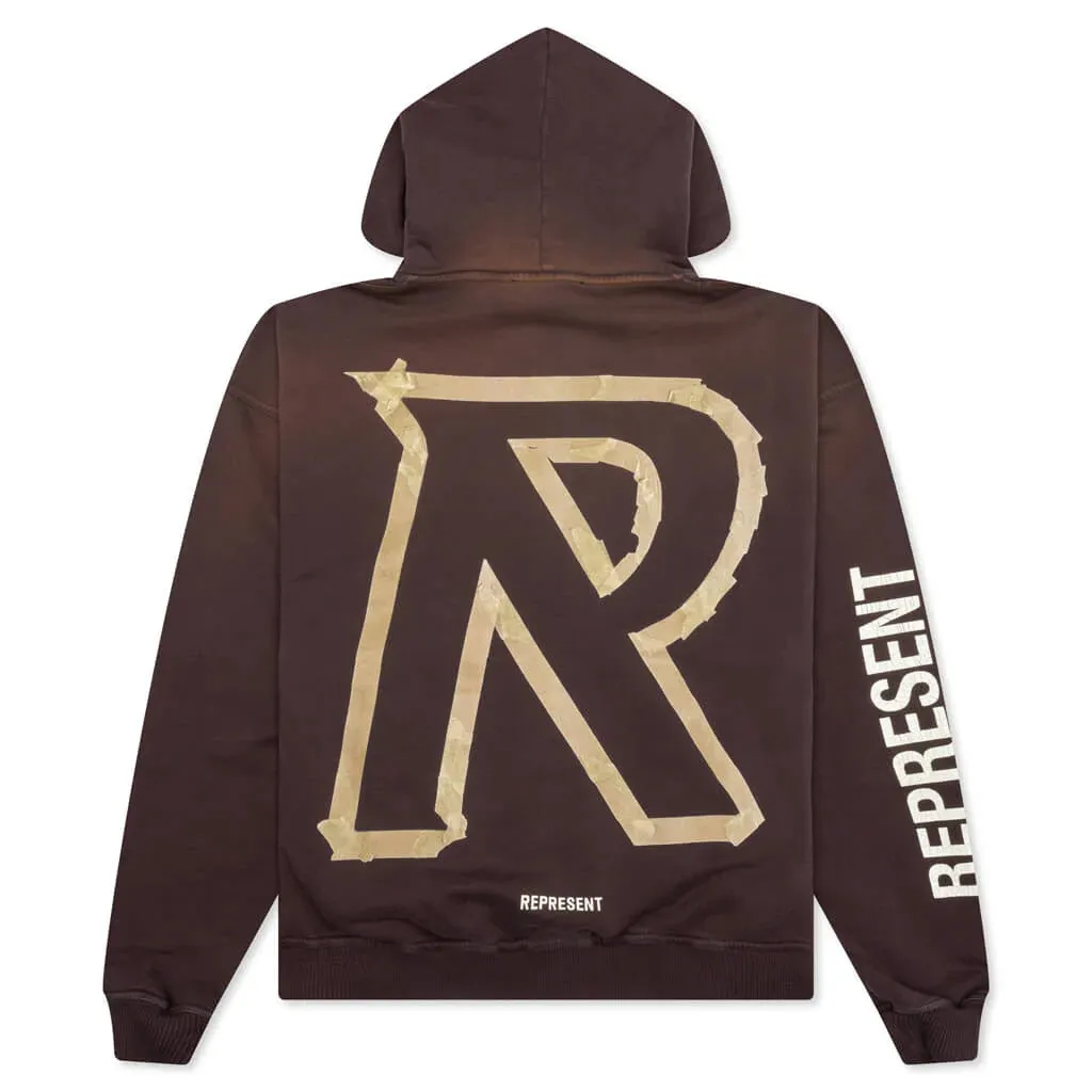 Masking Tape Initial Zip Hoodie - Cedar
