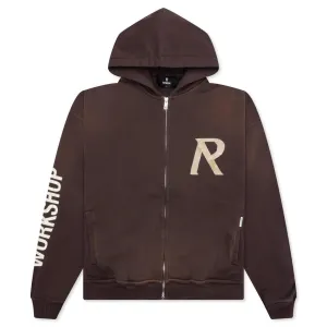 Masking Tape Initial Zip Hoodie - Cedar