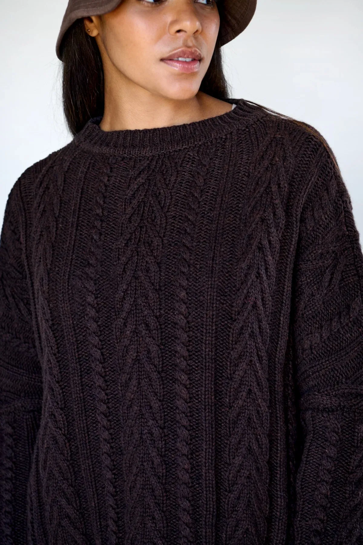 Maxted, Soft Touch Cable Pullover | Chocolate