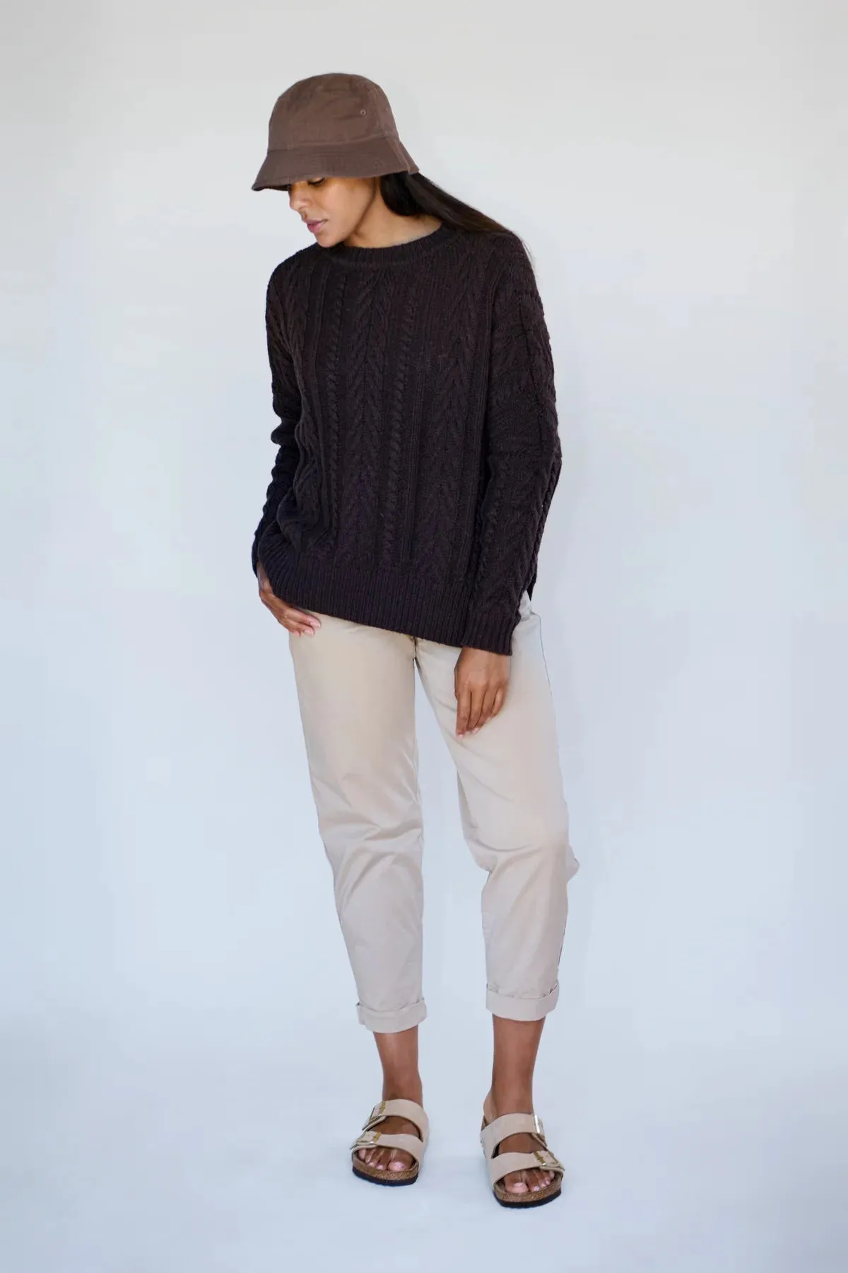Maxted, Soft Touch Cable Pullover | Chocolate