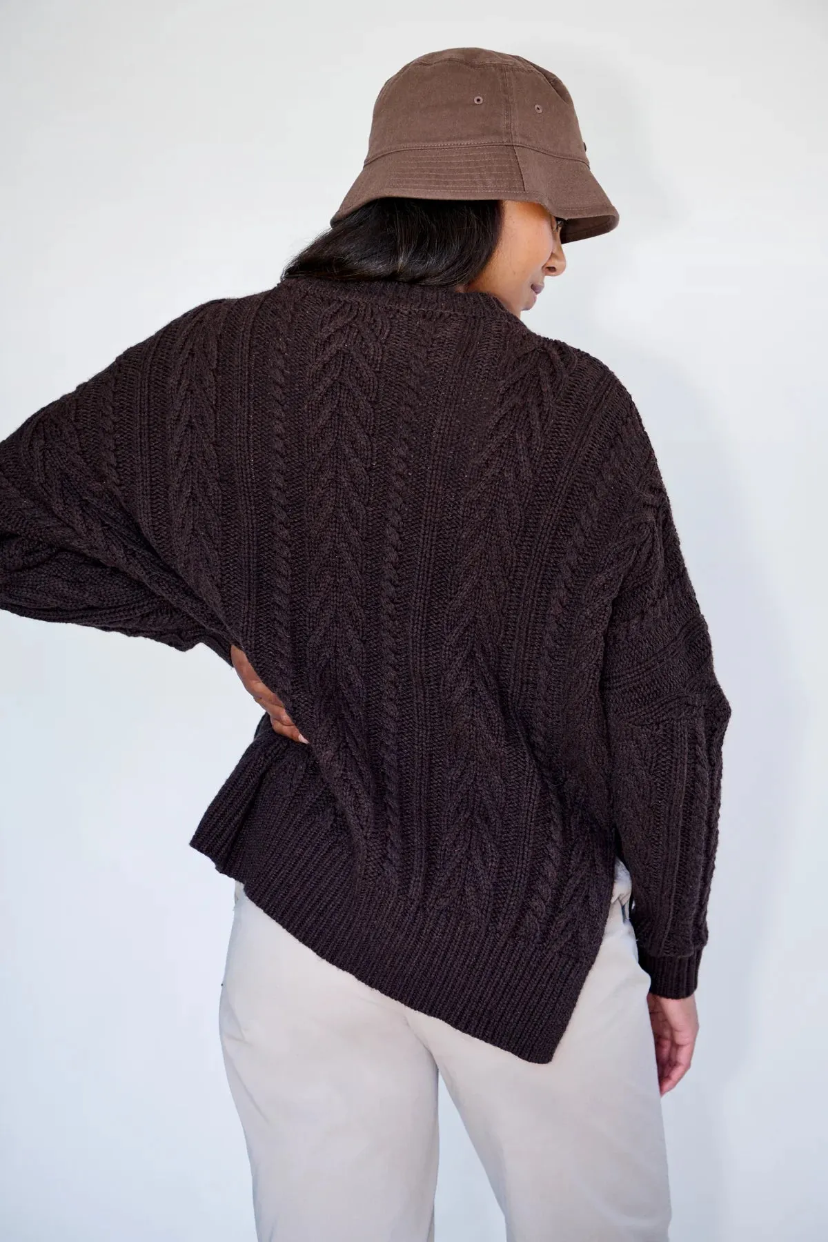 Maxted, Soft Touch Cable Pullover | Chocolate