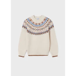Mayoral Knitted Jacquard Sweater - Beige