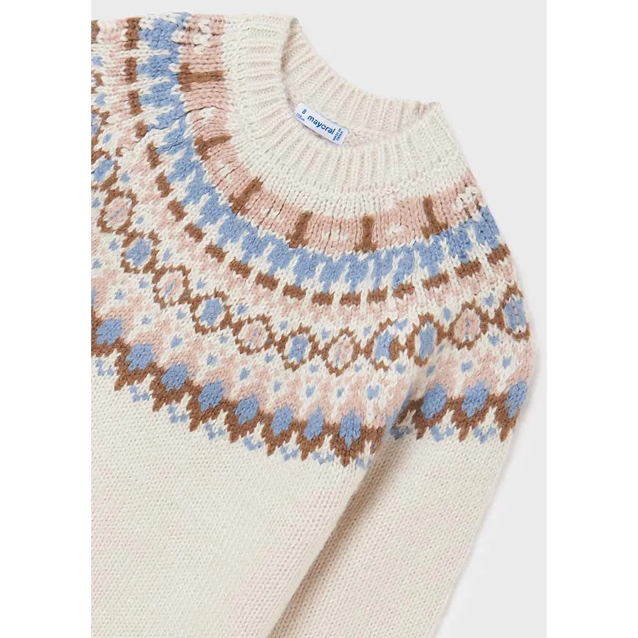 Mayoral Knitted Jacquard Sweater - Beige