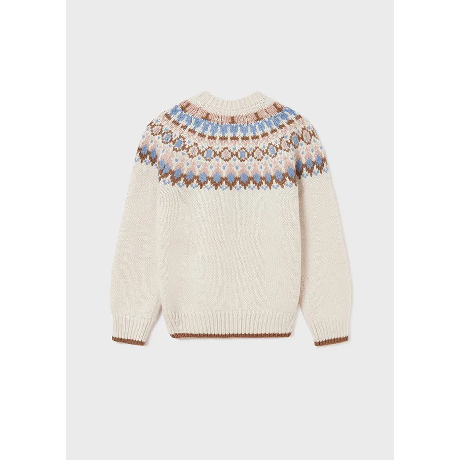 Mayoral Knitted Jacquard Sweater - Beige