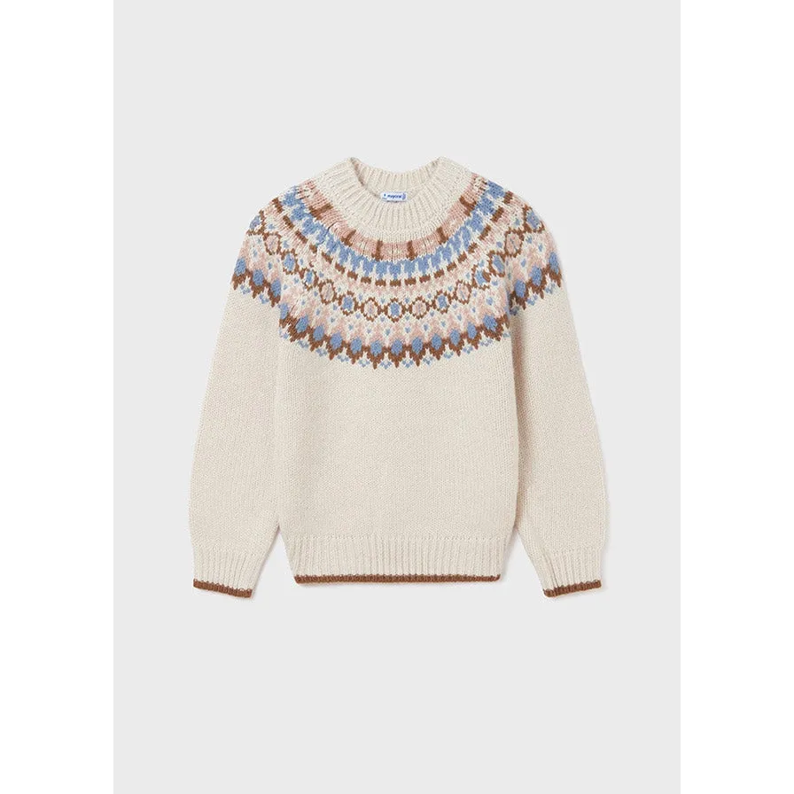 Mayoral Knitted Jacquard Sweater - Beige